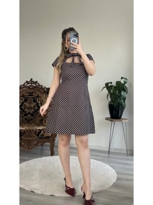 FİYONK BAĞLAMALI PUANTİYELİ ELBİSE