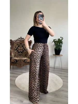 LEOPAR DESEN SATEN BOL PAÇA PANTOLON