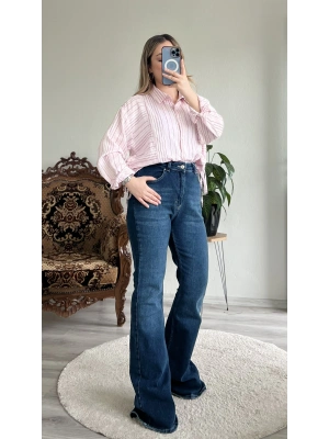 ÇİZGİLİ YANDAN BÜZGÜLÜ GÖMLEK