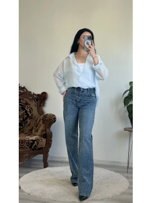 TAŞLI WİDE LEG JEAN