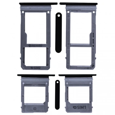 Samsung Galaxy A320 A3 2017 A520 A5 2017 A720 A7 2017 İçin Çift Sim Hafıza Kart Kapağı-SİYAH