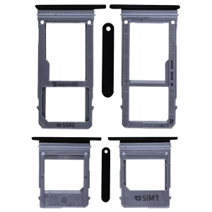 Samsung Galaxy A320 A3 2017 A520 A5 2017 A720 A7 2017 İçin Çift Sim  Hafıza Kart Kapağı-SİYAH