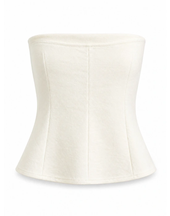 Açık Sarı Straplez Peplum Bluz
