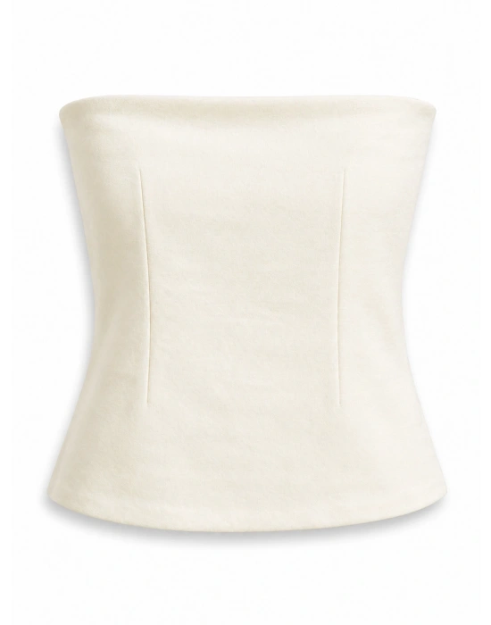 Açık Sarı Straplez Peplum Bluz