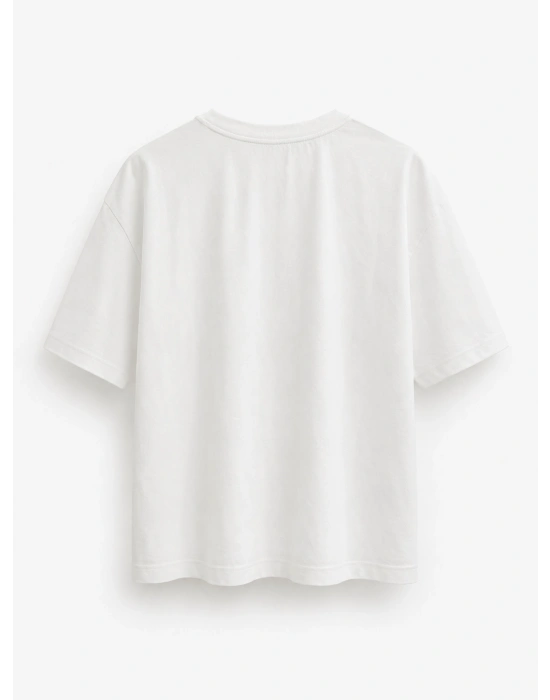 Ekru Soleıl Yazı Detaylı T-shirt