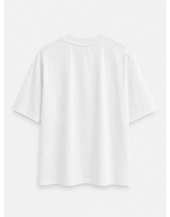 Ekru Sarı Flower Yazı Detaylı T-shirt