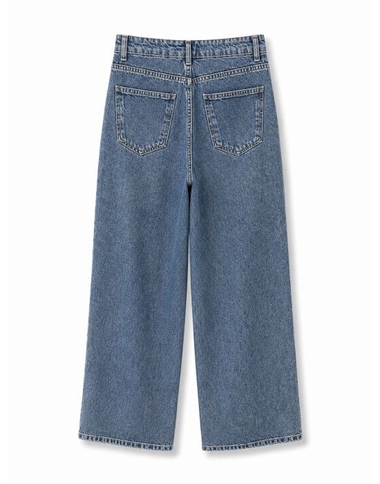 Yüksek Bel Zımba Detaylı Jean