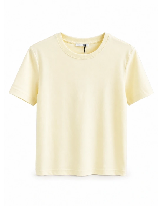 Bisiklet Yaka Açık Sarı T-shirt