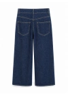Yüksek Bel Yıkamalı Lacivert Wide Leg Jean