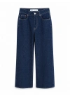 Yüksek Bel Yıkamalı Lacivert Wide Leg Jean