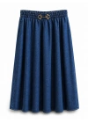Gold Toka Detaylı Midi Boy Denim Etek