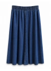 Gold Toka Detaylı Midi Boy Denim Etek