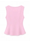 Toz Pembe Kayık Yaka Peplum Bluz
