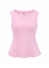 Toz Pembe Kayık Yaka Peplum Bluz