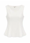 Ekru Kayık Yaka Peplum Bluz