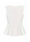 Ekru Kayık Yaka Peplum Bluz