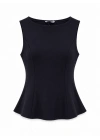 Siyah Kayık Yaka Peplum Bluz
