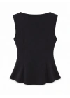 Siyah Kayık Yaka Peplum Bluz