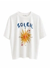 Ekru Soleıl Yazı Detaylı T-shirt