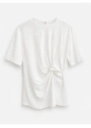 Ekru Bisiklet Yaka Yandan Büzgülü T-shirt