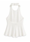 Beyaz Boyundan Bağlama Peplum Bluz