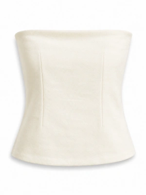 Açık Sarı Straplez Peplum Bluz