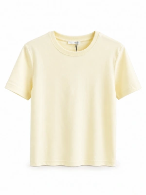 Bisiklet Yaka Açık Sarı T-shirt