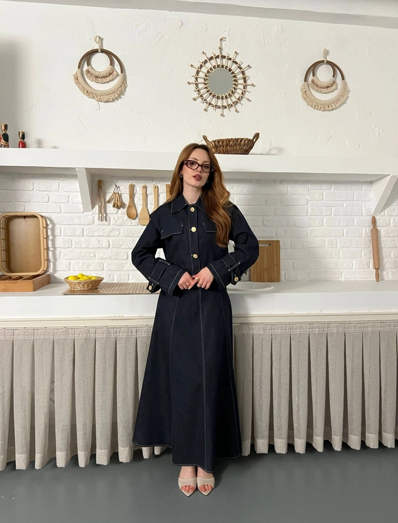 Elbise-Ceket Denim Takım Lacivert