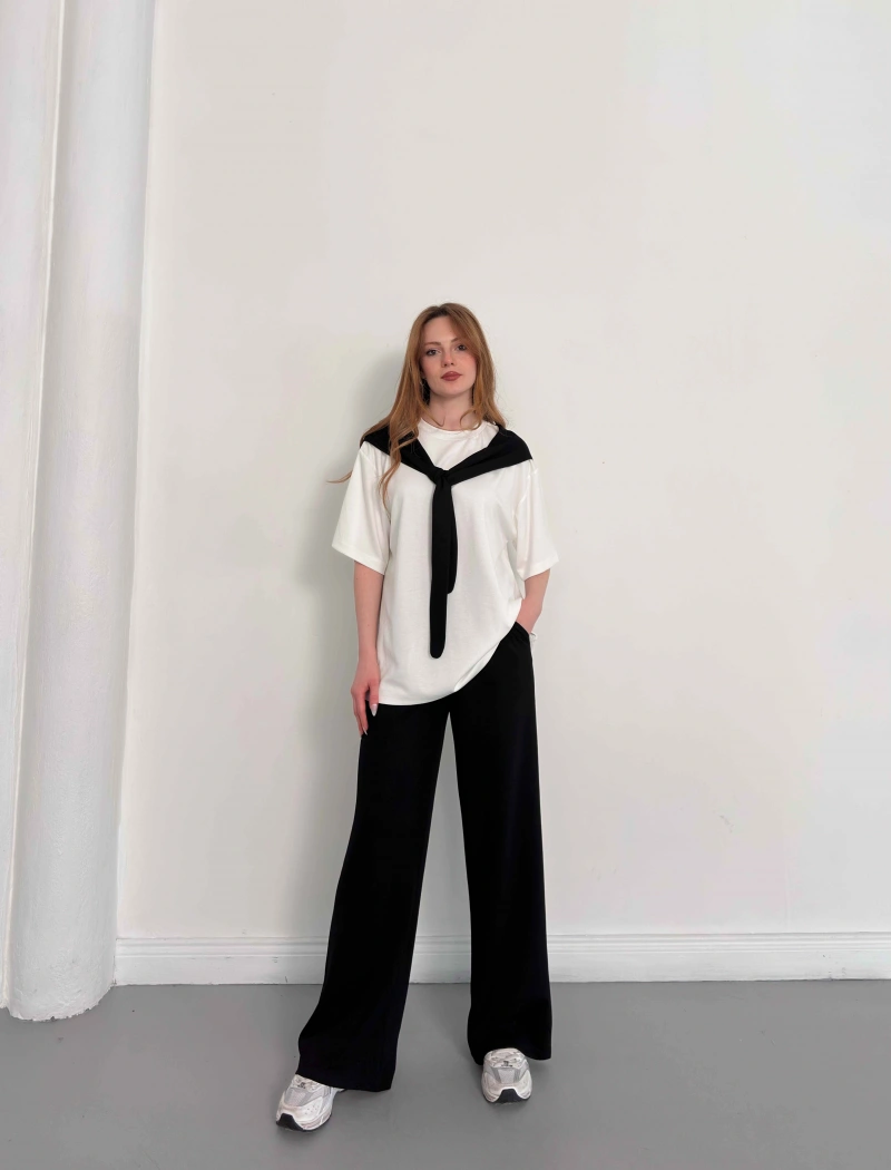 Oversize Tişörtlü Candy Mood Takım Siyah