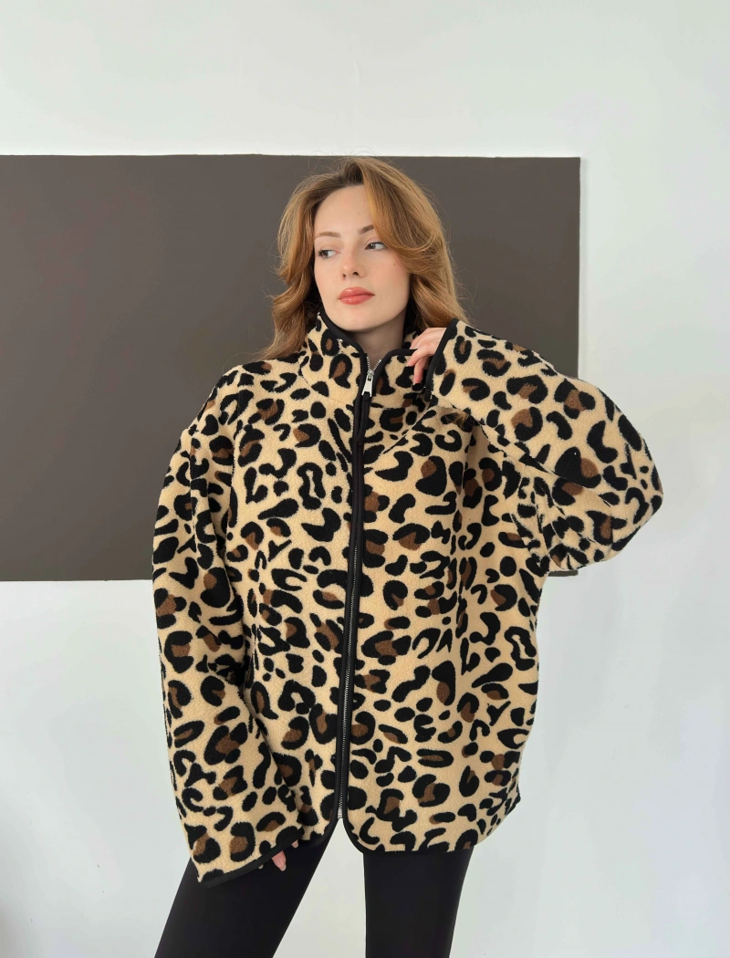 Desenli Peluş Polar Leopar