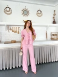 Çilek Kumaş Önden Bağlamalı Takım Pembe