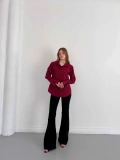 Poplin Kol Detaylı Gömlek Bordo