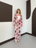 Batik Desen Ceket-Pantolon Takım Bordo