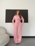 Kapüşonlu Modal Bol Paça İkili Takım Pembe