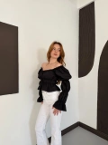Madonna Yaka Poplin Kumaş Bluz Siyah