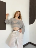 Pullu Beach Salaş Crop Gri