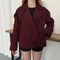 Omuz Kol Manşet Detaylı Cepli Trenç Ceket Bordo