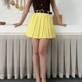 Piliseli İçi Şortlu Kemerli Etek Sarı