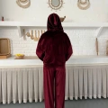 Kapüşonlu Kadife Takım Bordo