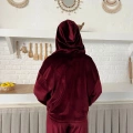 Kapüşonlu Kadife Takım Bordo