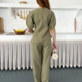 Omuz Detaylı Pantolonlu Takım Haki