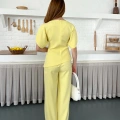 Omuz Detaylı Pantolonlu Takım Sarı