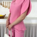 Omuz Detaylı Pantolonlu Takım Pembe