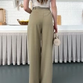 Kemerli Yüksek Bel Bol Paça Pantolon Haki