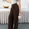 Kemerli Yüksek Bel Bol Paça Pantolon Kahve