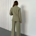 Düğme Detaylı Doublu Kumaş Tasarım Takım Yeşil