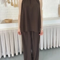 Modern Halter Yaka Tasarım Takım Kahve