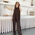 Modern Halter Yaka Tasarım Takım Kahve