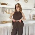 Modern Halter Yaka Tasarım Takım Kahve