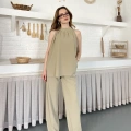 Modern Halter Yaka Tasarım Takım Haki